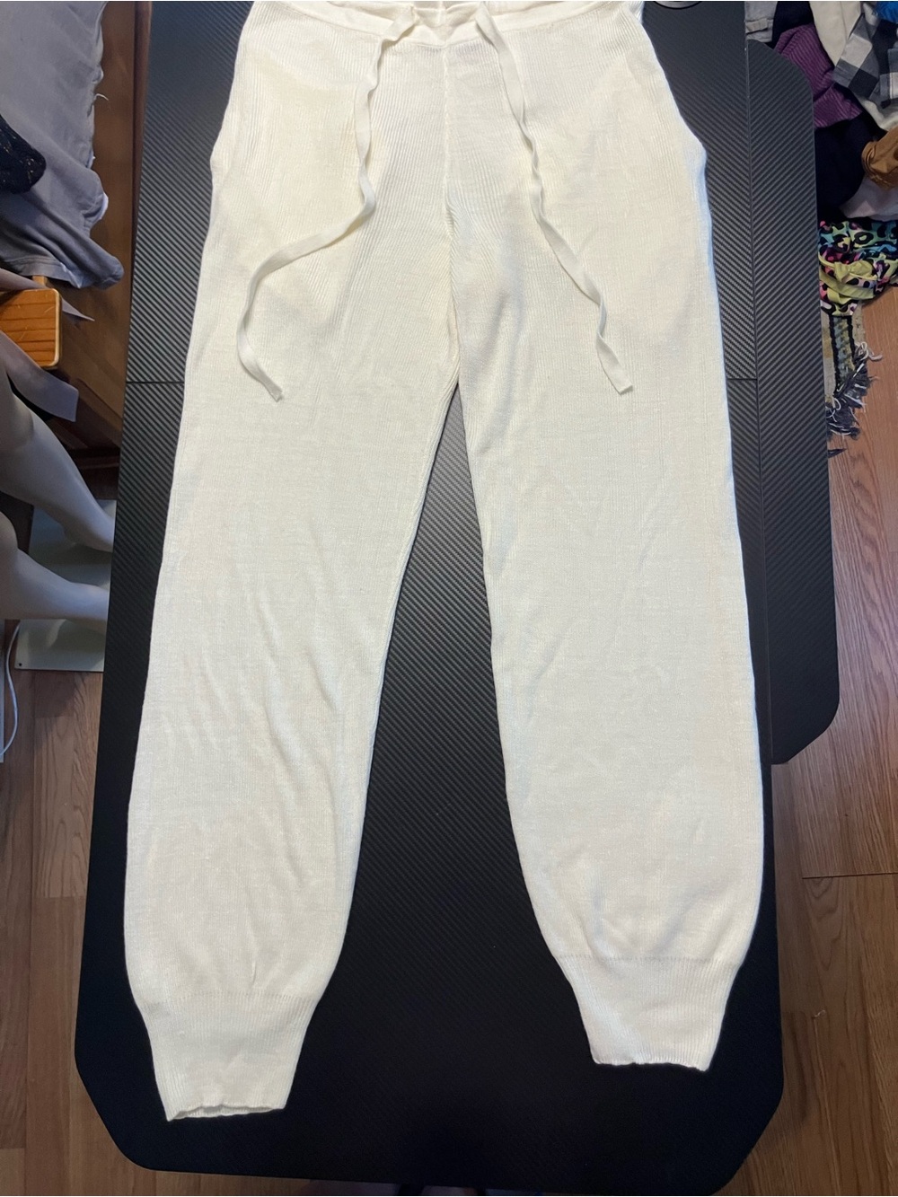 Cozy Knit Cream Jogger Pants